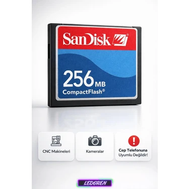 L'edoren 256 MB Cf Compact Flash Hafıza Kartı CNC Makine ve Fotoğraf Makinesi