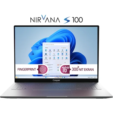 Casper Nirvana S100 Intel Core i5 13420H 16GB 500GB SSD Windows 11 Home 300Nit 16" Taşınabilir