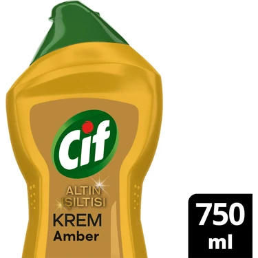 Cif Krem 750 ml Altın Işıltısı Yüzey Temizleyici Amber Kokulu Mikrokristallerle Etkili