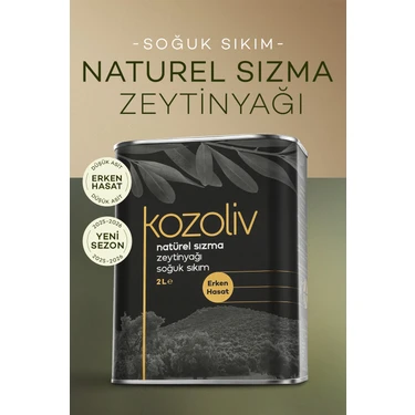 Kozoliv 2025-26 Sezon Erken Hasat Soğuk Sıkım Zeytinyağı 2 LT Natürel Sızma
