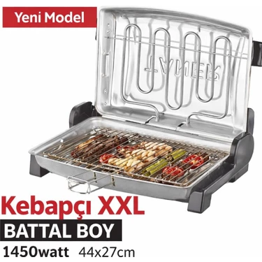Taner Kebapçı Xxl Battal Boy Çift Telli Elektrikli Et ve Balık Izgarası 44X27CM