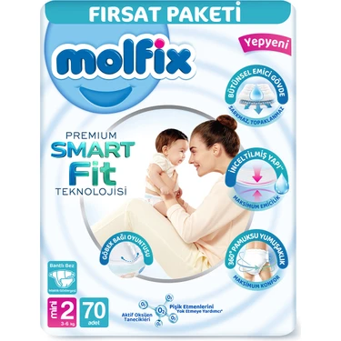 Molfix Premium Smart Fit Fırsat Paketi 2 Beden Mini 70