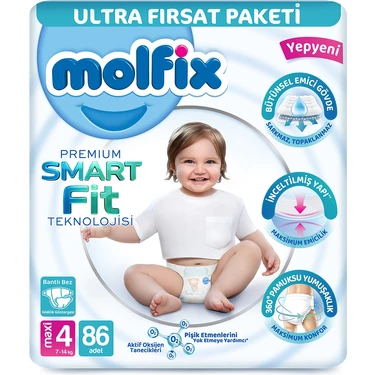 Molfix Premium Smart Fit Ultra Fırsat Paketi 4 Beden Maxi 86