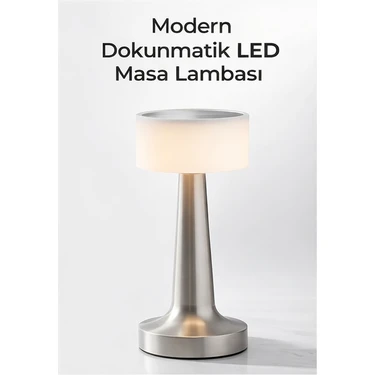 Hangast Dokunmatik Şarjlı LED Masa Lambası 3 Renk Işık Ayarlı Modern Gece