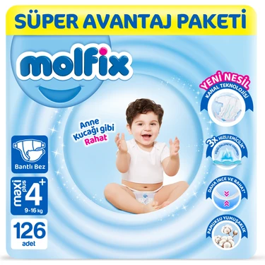 Molfix Kanal Teknolojisi Süper Avantaj Paketi 4+ Beden Maxi Plus 126