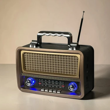 Dexxony Nostaljik Bluetooth Radyo USB SD MP3 Çalar Büyük Salon Tipi Bronz 25x18
