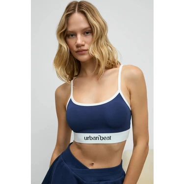 Urban Beat METREON Kadın Yumuşak Esnek Dokulu Kontrastlı Göğüs Pedli Askılı Lacivert Spor
