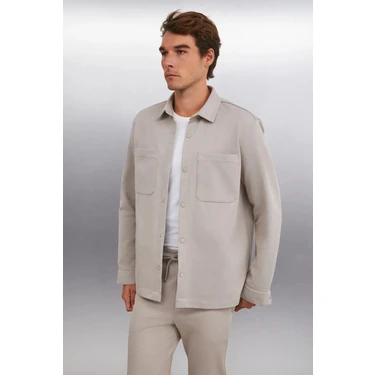 Grimelange DERIAN Erkek Comfort Fit 2 Cepli Çıt Çıt Düğmeli Bej