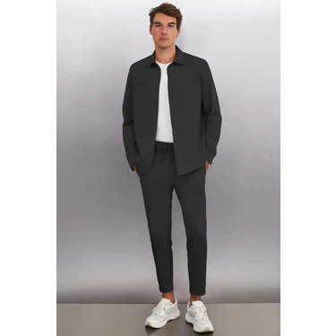 Grimelange DERIAN Erkek Comfort Fit 2 Cepli Çıt Çıt Düğmeli Siyah