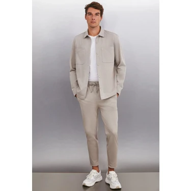 Grimelange DERIAN Erkek Comfort Fit 2 Cepli Çıt Çıt Düğmeli Vizon