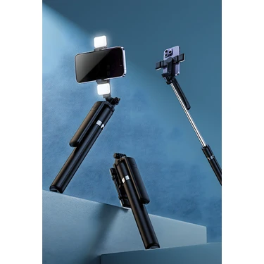 Matechno 160CM Çift Işıklı Telefon Tripod Bluetooth Kumandalı Video Çekim Selfie Tripod Standı