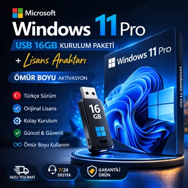 Microsoft Windows 11 Pro USB 16GB Kurulum Paketi + Lisans Fiyatı