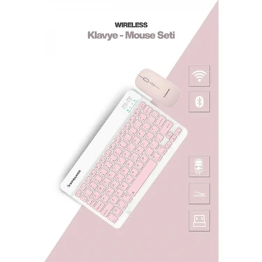 Marsilyan Pembe Kablosuz Klavye ve Mouse