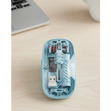 Marsilyan Bluetooth 5.2 ve 2.4g USB Kablosuz Mouse Pilli Mavi