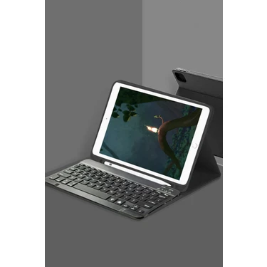 İlkyaz Fashion  iPad 10.2 (9.nesil) Kılıf KC01 Smart Klavyeli Tablet Kılıfı -