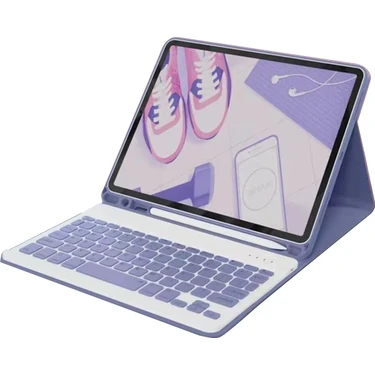 İlkyaz Fashion  iPad Air 11 (2024) Kılıf KC01 Smart Klavyeli Tablet Kılıfı - Derin