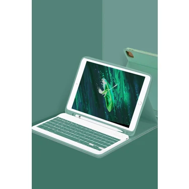 İlkyaz Fashion  iPad Pro 12.9 (2024) Kılıf KC01 Smart Klavyeli Tablet Kılıfı - Koyu