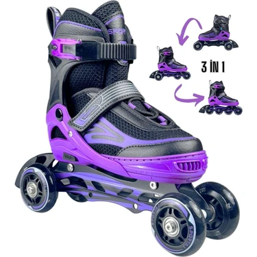 Braventa Collection Sportaj Paten Premium Taj-J1 Pro Paten Beyaz LED Işıklı Silikon Teker 3 In 1