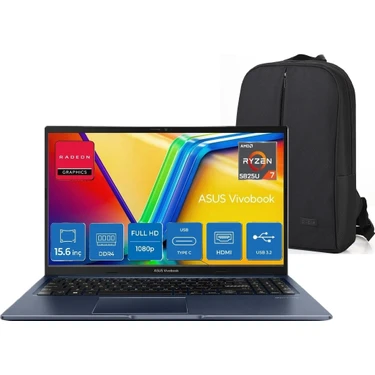 Asus Vivobook 15 Amd Ryzen 7 5825U 16GB 512GB SSD Amd Radeon Graphics 15.6" Fhd Windows 11 Pro