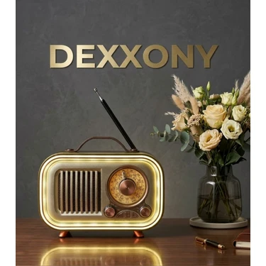 Dexxony Nostaljik Şarjlı Retro Fm Radyo - Bluetooth Hoparlör, Rgb Işıklı, Usb/tf/aux/type-C