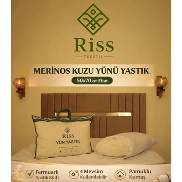 Riss Tekstil  %100 Doğal Kuzu Yünü Yastık