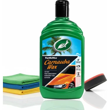Turtle Wax Carnauba Sıvı Cila Boya Koruyucu Ultra Parlatıcı 500 ml + 4 Mikrofiber Bez +Cila