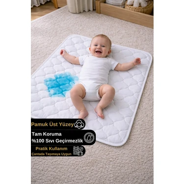 Senpai Cottonsafe Pamuklu Sıvı Geçirmez Alez Bebek Alt Açma Değiştirme Örtüsü Yıkanabilir Bebek