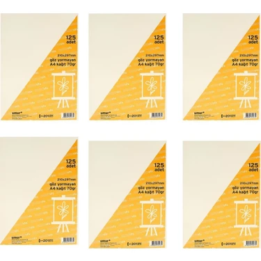 Umur 70 gr A4 Kitap Kağıdı 125 Li 6'lı 210 x 297 mm Yüksek Baskı Kalitesi Ofis ve Ev Kullanımına