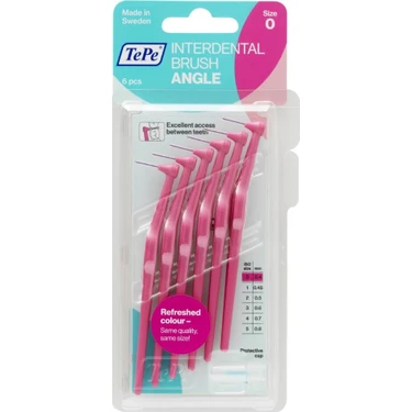 Tepe Arayüz Diş Fırçası 0.4 mm Pembe Açılı Ergonomik Tutuş İle 6 Adet Paket