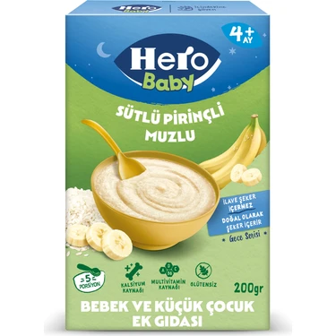Hero Baby Sütlü Pirinçli Muzlu Kaşık Mama 200g Bebekler İçin Besleyici