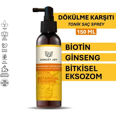 Ashley Joy Bitkisel Eksozom & Biotin Içerikli Dökülme Karşıtı Tonik Saç Spreyi - Güçlendirici, Saç
