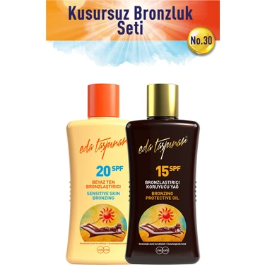 Eda Taşpınar Bronzlaştırıcı Koruyucu Yağ SPF15 200ML + Beyaz Ten Bronzlaştırıcı