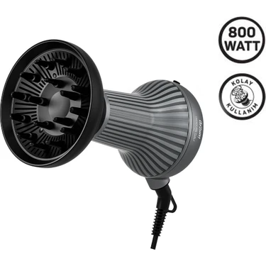 Arzum AR5124 Trendcare Curly 800W Saç Kurutma Makinesi, Difüzör Başlıklı, Bukle
