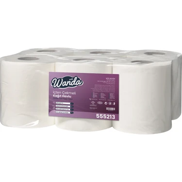 Wanda Içten Çekmeli Kağıt Havlu 6'lı 2,5 kg - 2 Katlı, 21CM Yaprak Eni - 23GR