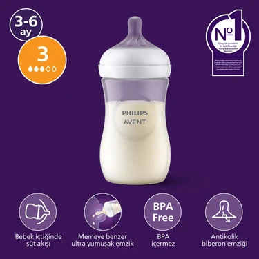 Philips Avent Doğal Tepkili Biberon PP, 260ml, 3-6 Ay,