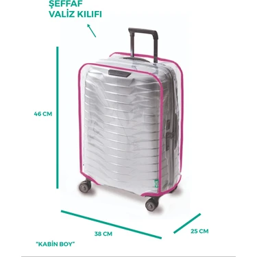 Trink Çanta Şeffaf Valiz Kılıfı Ve Bavul Koruyucu Kılıf Renkli Biye BÜYÜK * PEMBE