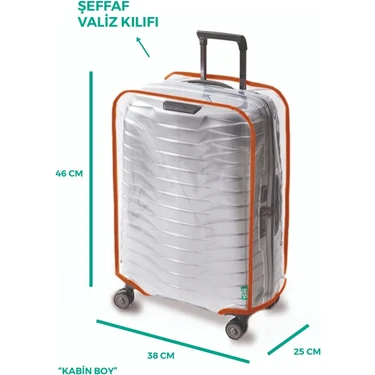 Trink Çanta Şeffaf Valiz Kılıfı Ve Bavul Koruyucu Kılıf Renkli Biye ORTA * TURUNCU