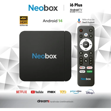 Dreamstar Neobox I6 Plus | 4 GB Ram | 64 GB Hafıza | Android 14 | Sesli Komut Desteği | Wifi