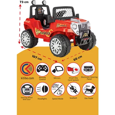 Pilsan PİLSAN AKÜLÜ ARABA 12 V RANGER KIRMIZI