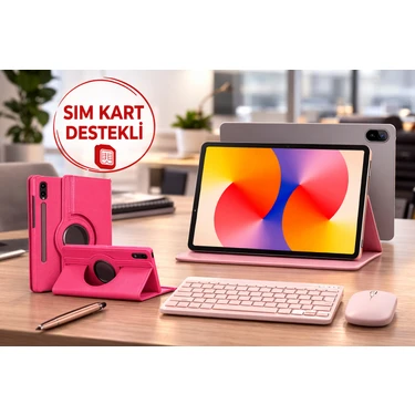 Huawei Matepad Se 11"(Sim Kart'lı) 4gb 128GB Gri Tablet+Gold Kalem+Pembe Klavye ve Mouse