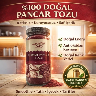 Nature's Food Kırmızı Pancar Tozu 150g Cam Kavanoz | %100 Doğal Katkısız | Enerji & Detoks Destek |