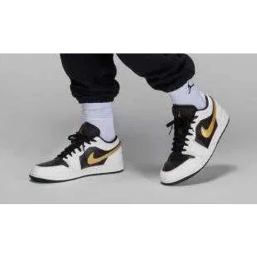 Nike Air Jordan 1 Low White Metallic Gold Black 553558-172 Fiyatı