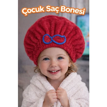 Çocuk Saç Kurutma Bonesi Kırmızı Mikrofiber Havlu Bone Banyo Fiyatı