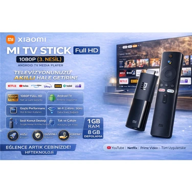 Xiaomi Her Yere Taşınabilecek ve Tak Çalıştır Özelliği ile Mi Tv Stick Full Hd Android Medya