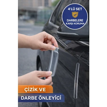 Toyfest 4'lü Set Oto Kapı Darbe Koruyucu Şeffaf Bant Kapı Kenarı Çizik Önleyici Koruma