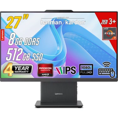 Lenovo Ideacentre 27ARR9 Amd Ryzen 7-7735HS 8gb 512GB 27 Fhd Freedos Siyah All In One