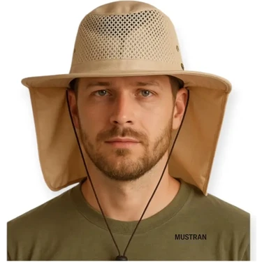 Mustran Uv Korumalı Enseli Outdoor Şapka Bahçe Balıkçı Kamuflaj Güneş Şapkası