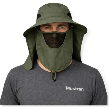 Mustran Uv Korumalı Sök Tak Maskeli Unisex Enseli Şapka Sinek Koruyucu Tarla Balıkçı Kamp Outdoor