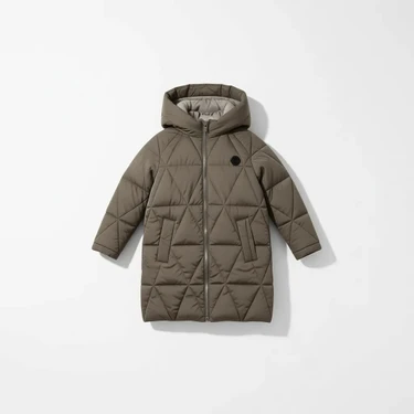 Benitto Kids Kız Çocuk 22BNT51251 Haki Kaban Uzun Kol Oversize Kış Sezonu Su İtici