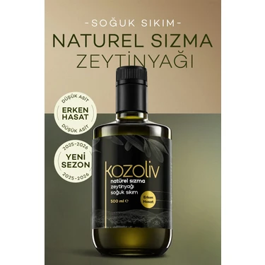 Kozoliv 2025-26 Yeni Sezon Erken Hasat Soğuk Sıkım Zeytinyağı 500 ML Cam